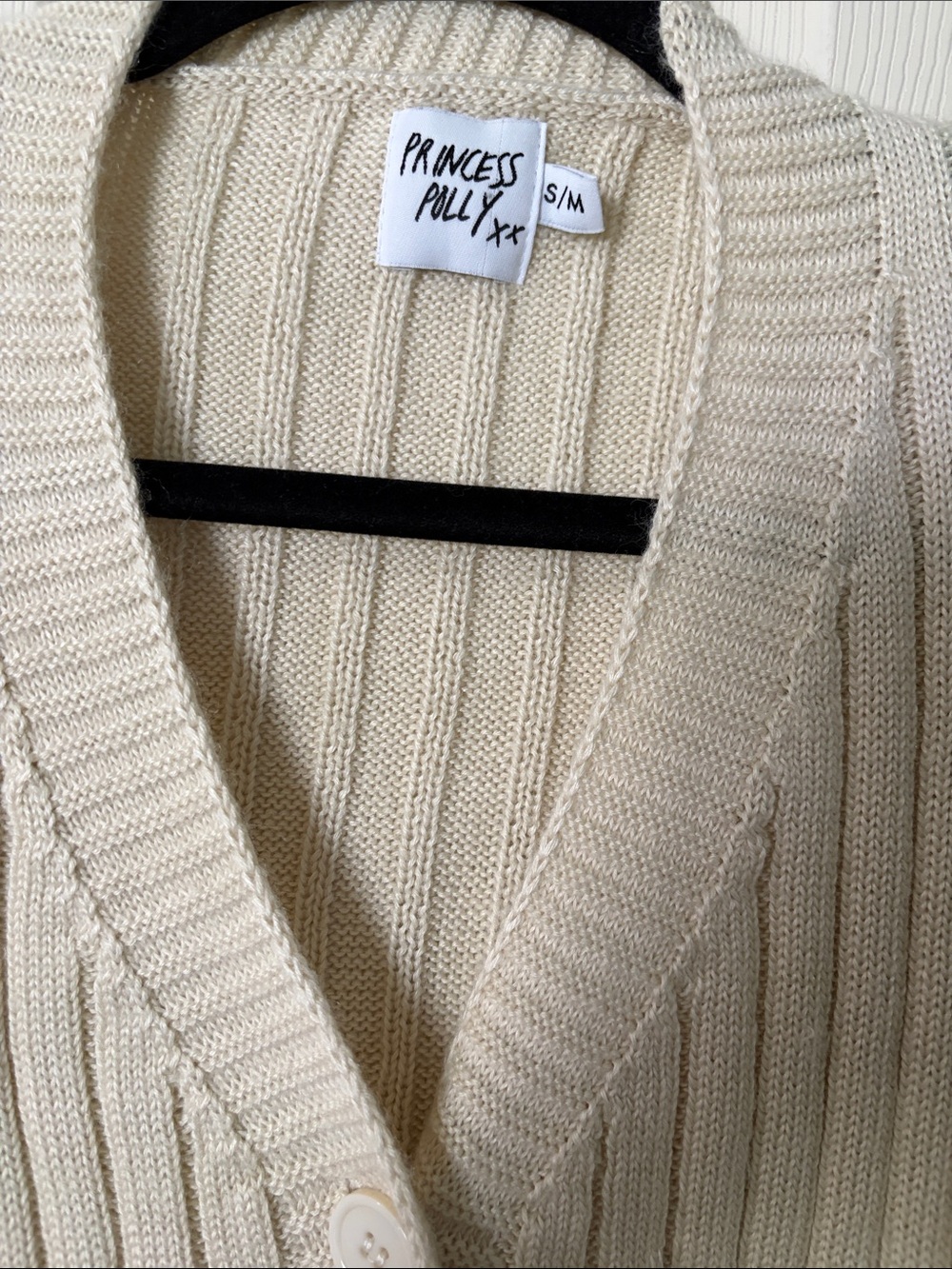 Princess Polly Ivory Ribbed Button Cardigan - Picture 3 of 4